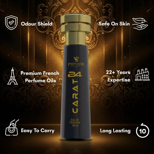 24 Carat French perfume 30ml luxury oud fragrance with saffron bergamot rose amber vanilla musk long lasting premium perfume bottle for men and women