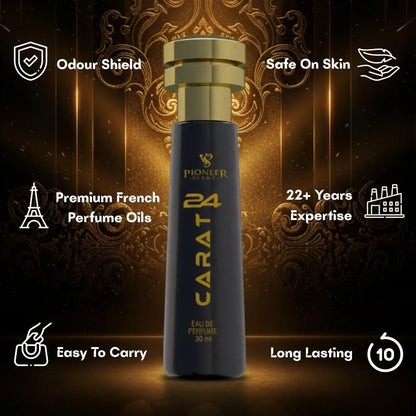 24 Carat French perfume 30ml luxury oud fragrance with saffron bergamot rose amber vanilla musk long lasting premium perfume bottle for men and women