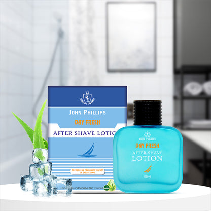 Day Fresh After Shave Lotion with Aloe Vera and Cooling Effect | Marine Aquatic Fragrance | Safe for Sensitive Skin