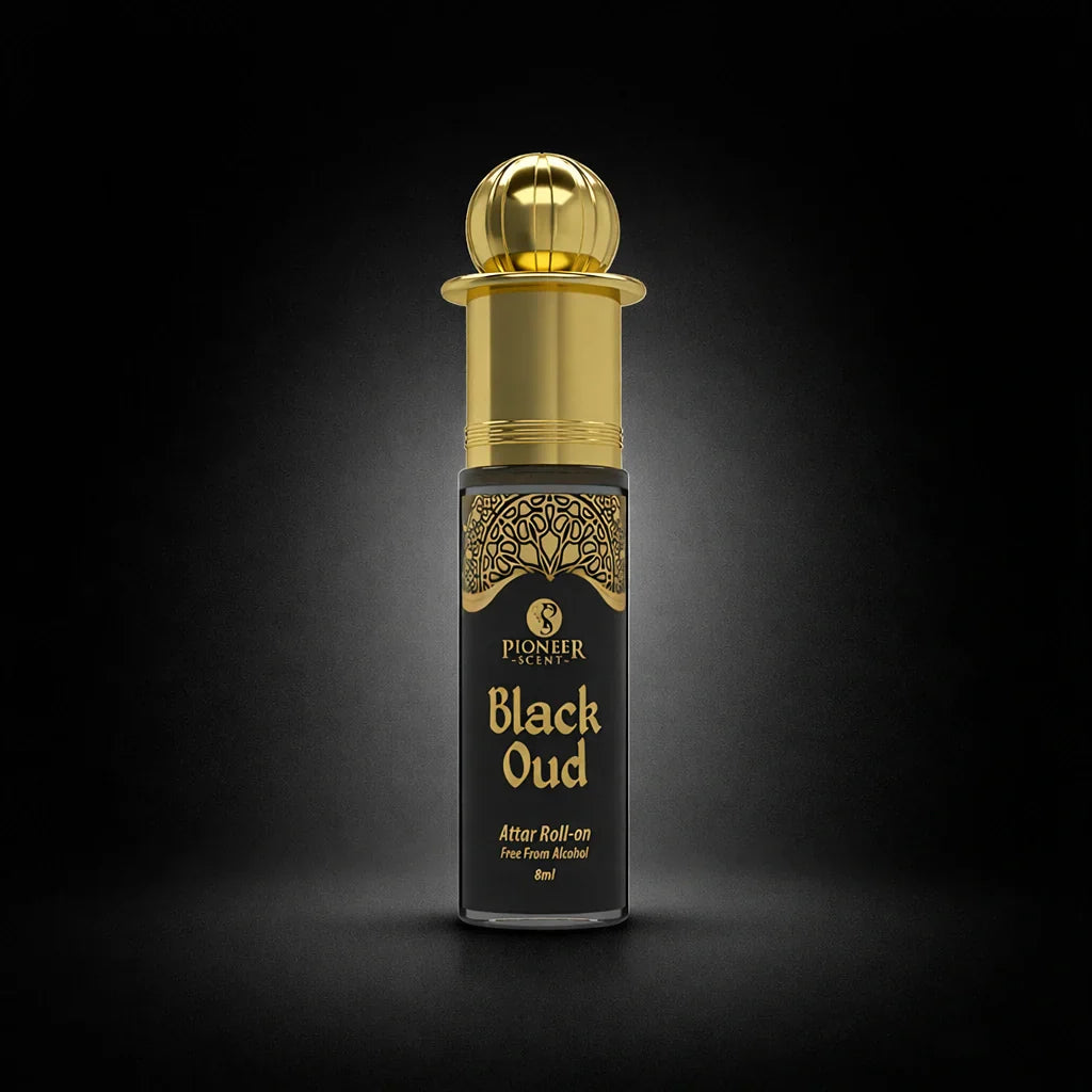 Black Oud non alcoholic attar perfume 8ml dark smoky oud fragrance with spices leather amber patchouli long lasting bold attar