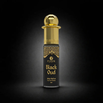 Black Oud non alcoholic attar perfume 8ml dark smoky oud fragrance with spices leather amber patchouli long lasting bold attar