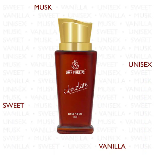 CHOCOLATE  Sweet Vanilla & Chocolate  Skin Friendly & Long Lasting  Eau De French Perfume by John Phillips  Ideal for Men & Women  Unisex   Best Fragrance For   Morning  Party  Date