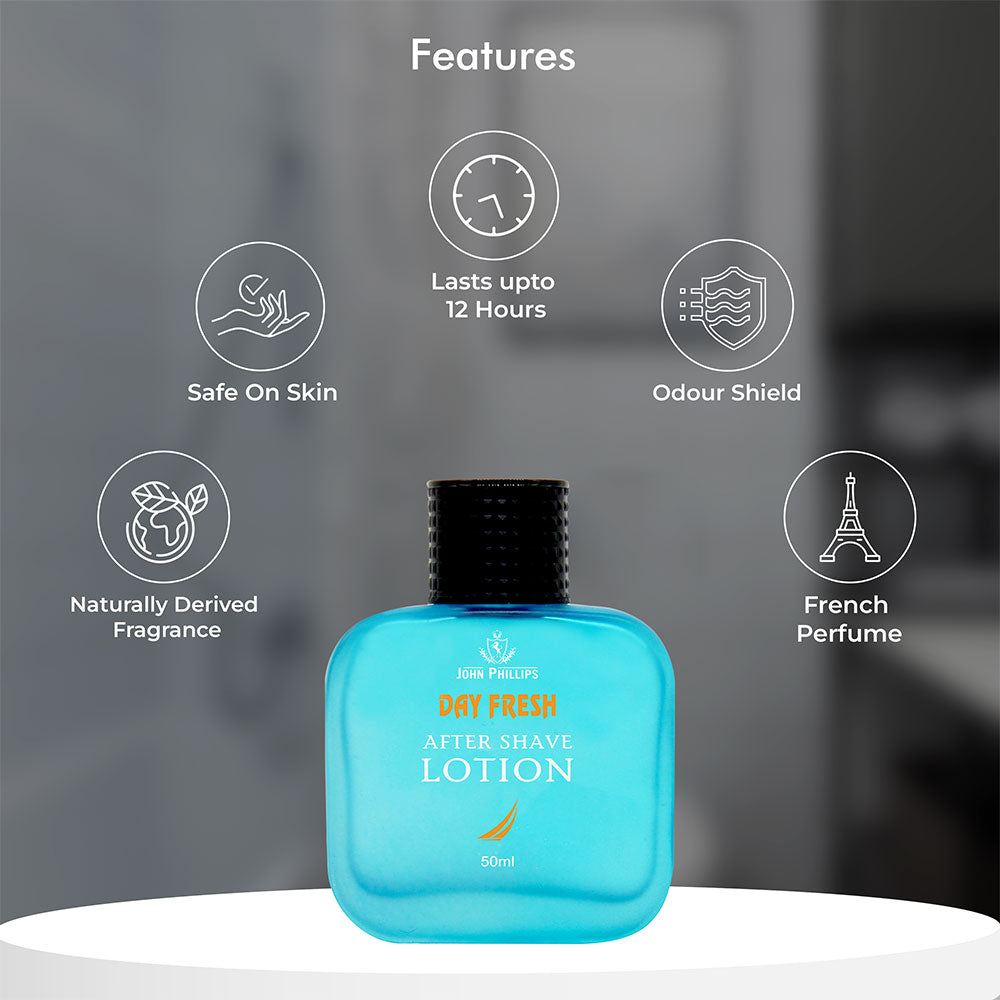 Day Fresh After Shave Lotion with Aloe Vera and Cooling Effect | Marine Aquatic Fragrance | Safe for Sensitive Skin