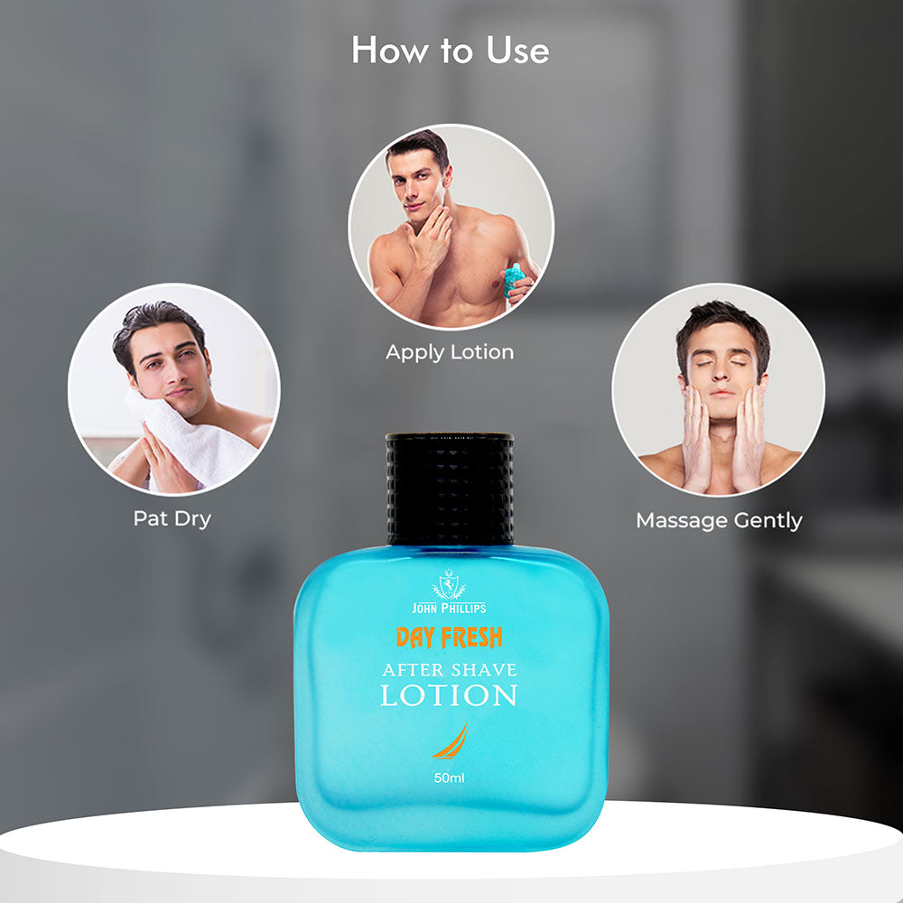 Day Fresh After Shave Lotion with Aloe Vera and Cooling Effect | Marine Aquatic Fragrance | Safe for Sensitive Skin