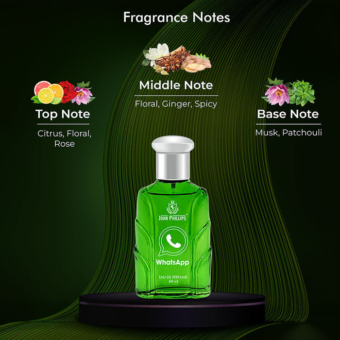 WHATSAPP | Skin Friendly & Long Lasting Perfume | Unisex Fragrance For Daily use, Office & Travel | 60 ML - 1000+ Sprays