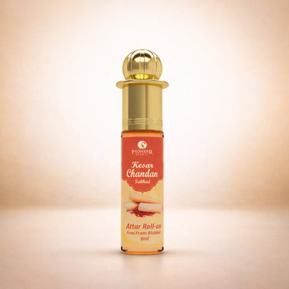 Kesar Chandan non alcoholic attar perfume 8ml saffron sandalwood fragrance spiritual woody warm long lasting traditional attar