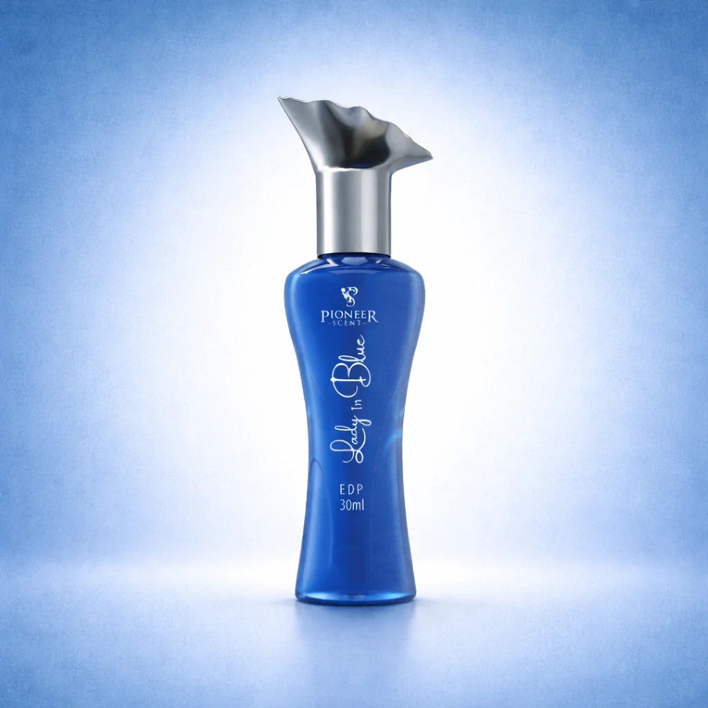 Lady in Blue French perfume 30ml elegant floral fragrance with peach plum jasmine rose vanilla musk amber long lasting women’s perfume