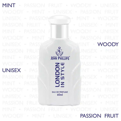 LONDON IN STYLE  Musky Woody & Ambery  Skin Friendly & Long Lasting  Eau De French Perfume by John Phillips  Ideal for Men & Women  Unisex   Best Fragrance For   Morning  Travel