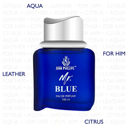 MR. BLUE  Citrusy Fresh & Hint of Spice  Skin Friendly & Long Lasting  Eau De French Perfume by John Phillips  Ideal for Men & Women  Unisex   Best Fragrance For   Morning  Party  Gym  Travel  Date