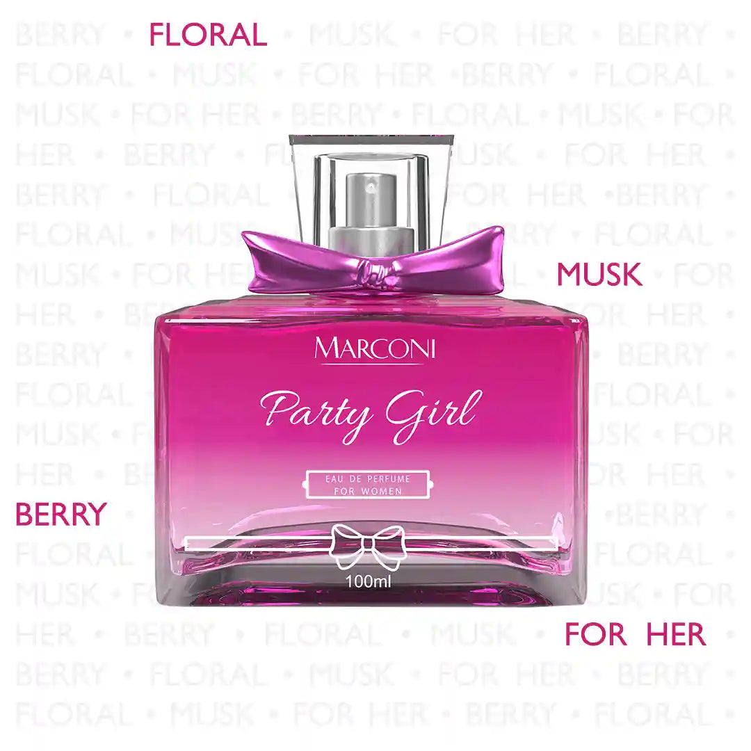 PARTY GIRL  Berry Lily & Musk  Skin Friendly & Long Lasting  Eau De French Perfume by Marconi  Ideal for Women  Best Fragrance For   Party  Date