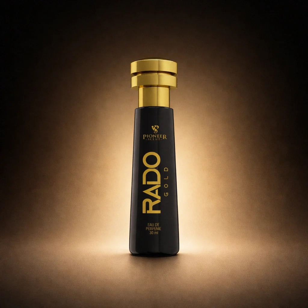 Rado Gold French perfume 30ml woody gourmand fragrance with pink pepper toffee cinnamon vanilla suede amber long lasting perfume