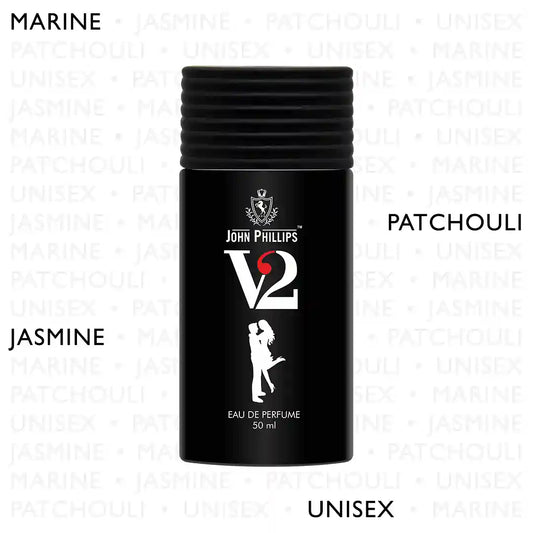 V2  Fresh Aquatic Patchouli & Hint of Mandarin Orange  Skin Friendly & Long Lasting  Eau De French Perfume by John Phillips  Ideal for Men & Women  Unisex   Best Fragrance For   Morning  Travel  Date