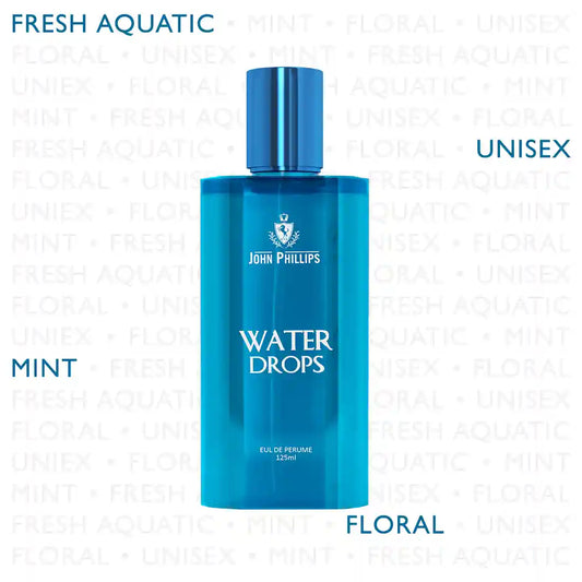 WATER DROPS  Fresh Marine Aquatic Minty & Lavender Rosemary  Skin Friendly & Long Lasting  Eau De French Perfume by John Phillips  Ideal for Men & Women  Unisex   Best Fragrance For   Morning  Party  Gym  Travel  Date