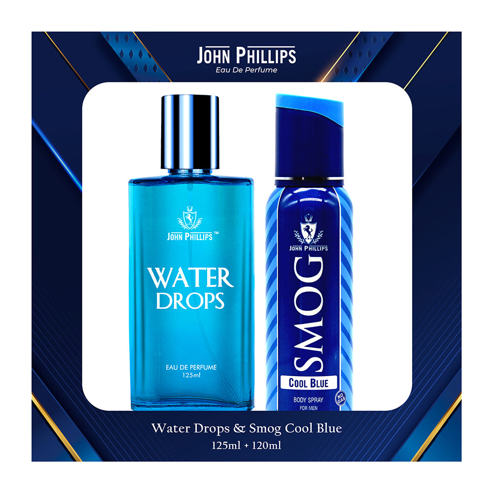 Water Drops & Smog Cool Blue No Gas Deo  Skin Friendly & Long Lasting  Eau De French Perfume