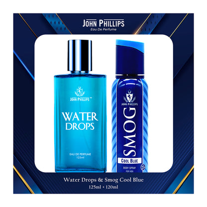 Water Drops & Smog Cool Blue No Gas Deo  Skin Friendly & Long Lasting  Eau De French Perfume