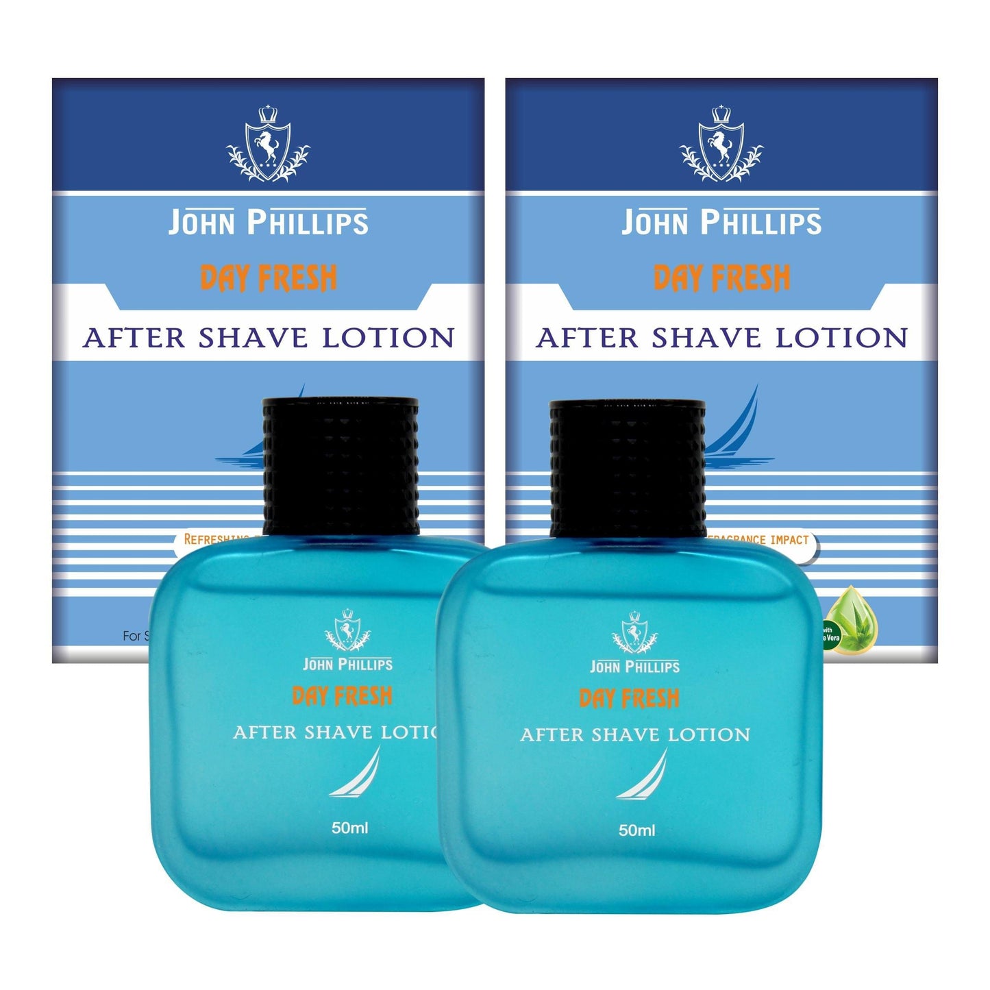 Day Fresh After Shave Lotion with Aloe Vera and Cooling Effect | Marine Aquatic Fragrance | Safe for Sensitive Skin ( 50ml x 2 )